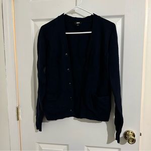 Uniqlo 100% Pure Wool Cardigan Dark Blue / Navy